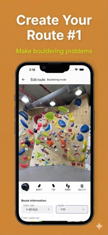 Bouldering problem creation screen